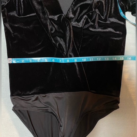 Velvet Long-Sleeve Surplice Bodysuit - Picture 7 of 9